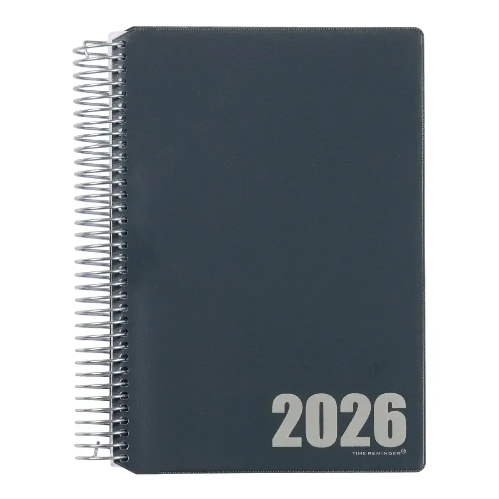 Spiralkalender 2026 Antikgrå Metal Vinyl 