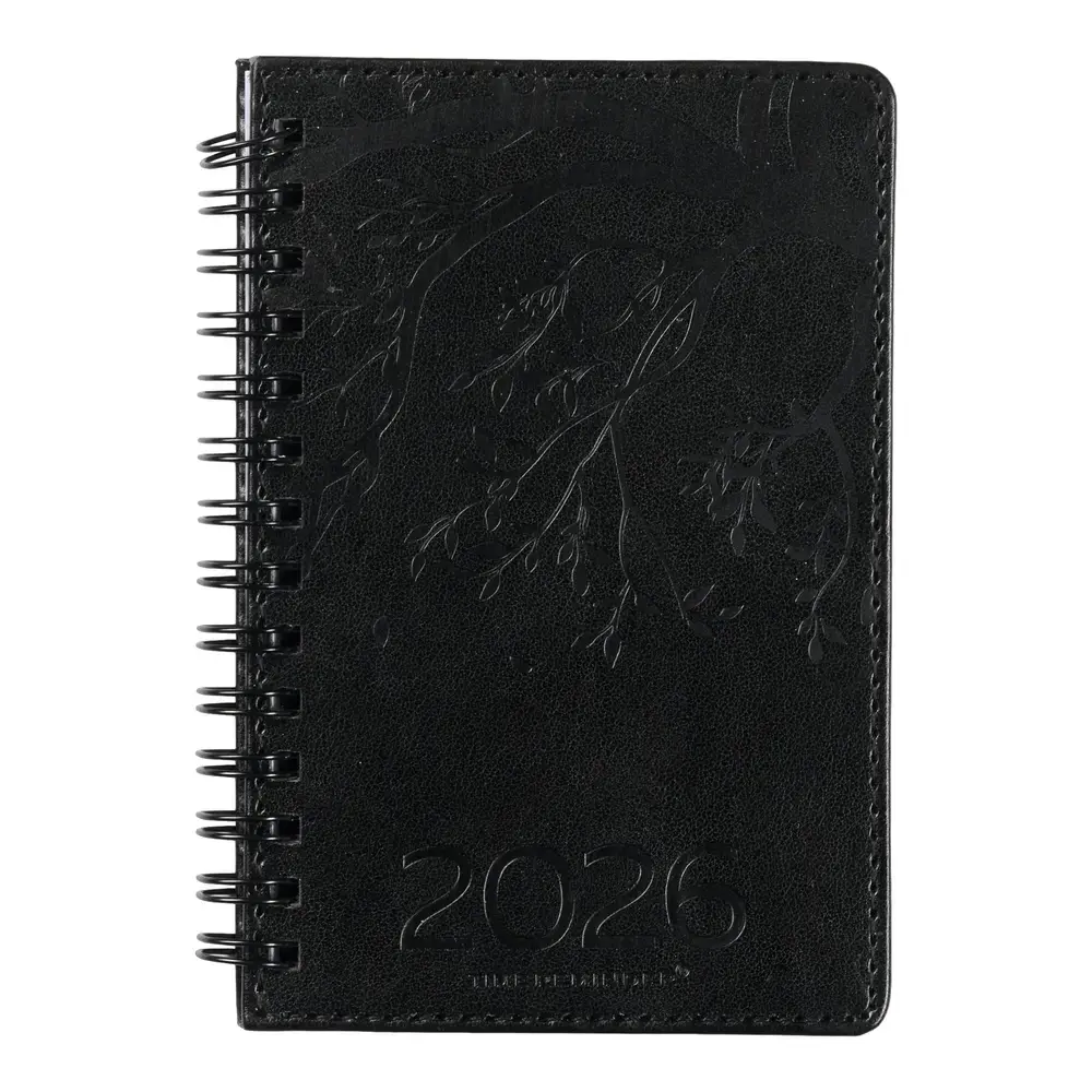 Spiralkalender 2026 Sort Uge Mini Pu Præget Trægrene