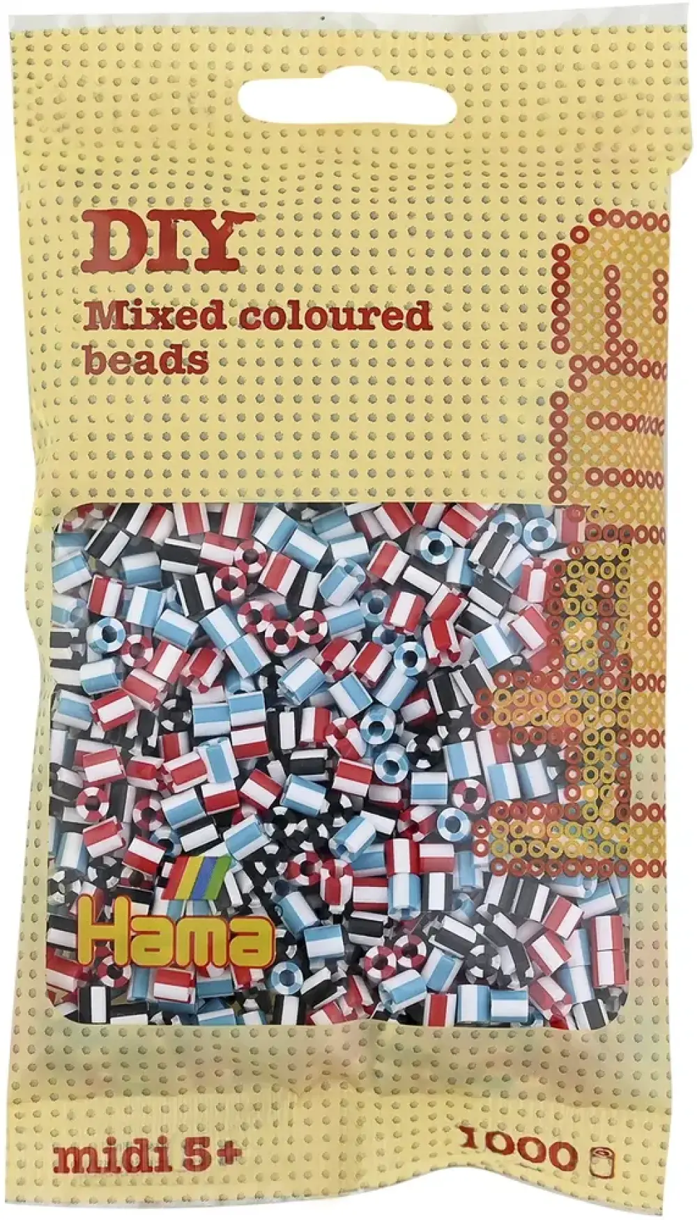 Hama midi perler 1000 stk stribet mix 91