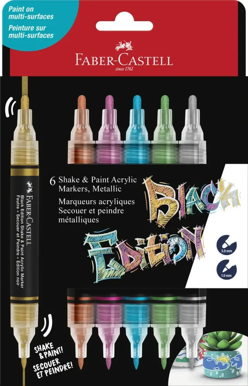 Marker Faber-Castell 6 Metalli Black Edition Shake&Paint 2I1