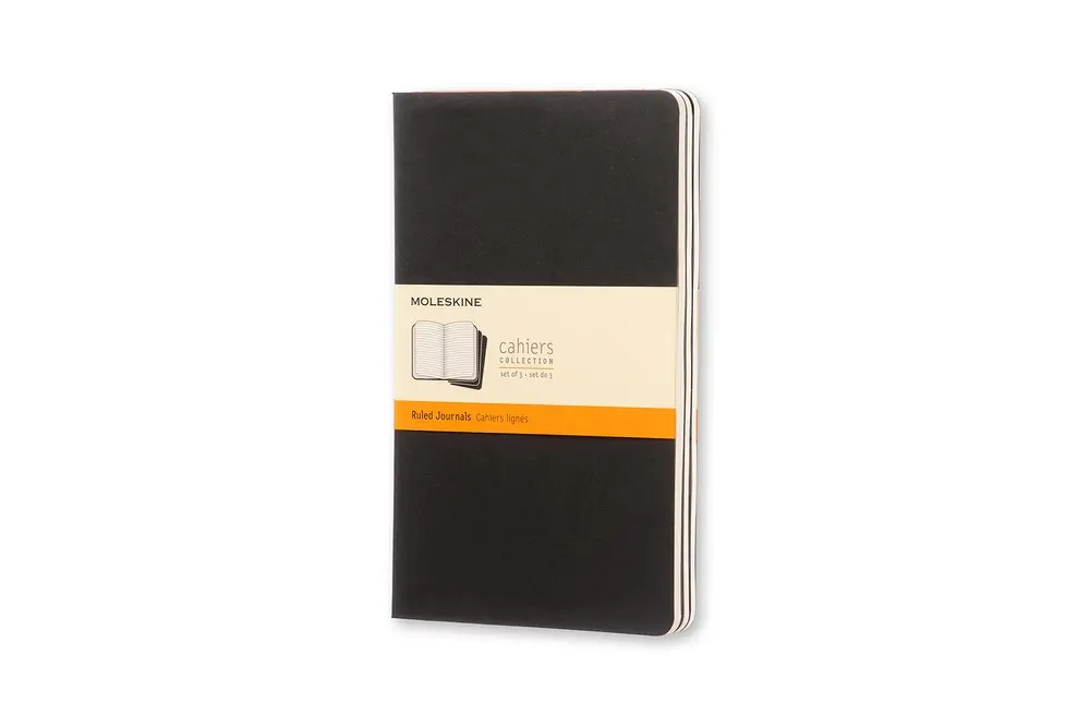 Notesbog Moleskine l cahiers sort 3 stk m/80 linjerede ark