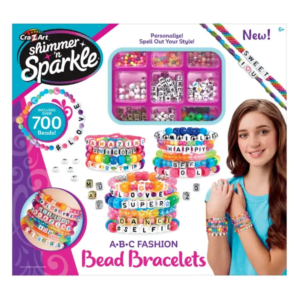SHIMMER N SPARKLE ABC FASHION BEAD BRACELETS