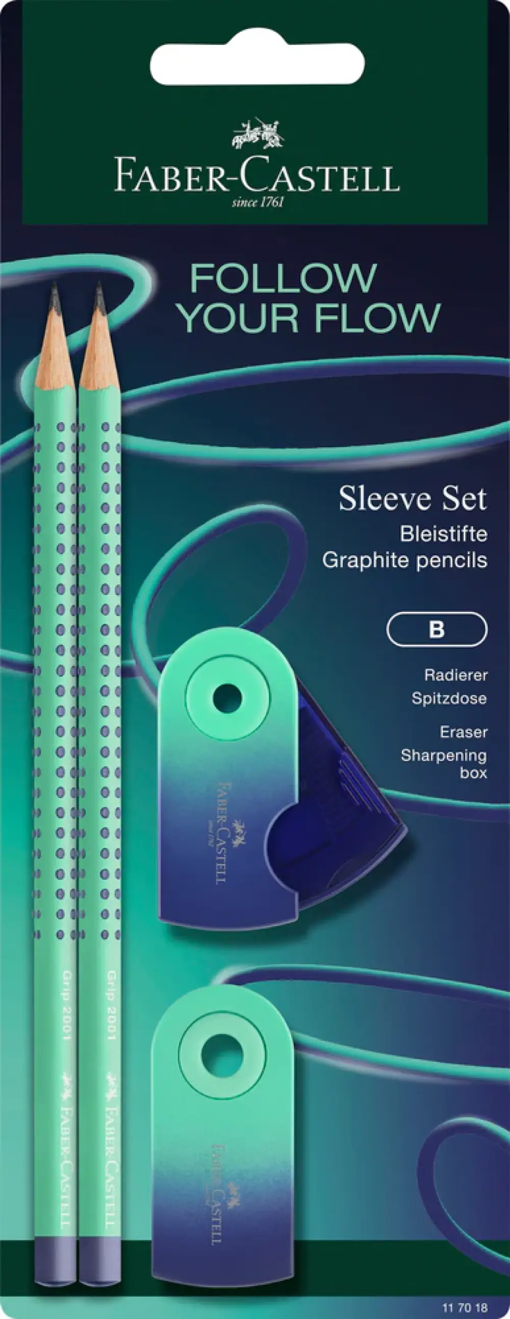 Skrivisett FABER CASTELL GRIP FLOWEDITION SLEEVE BUZZINGBLUE
