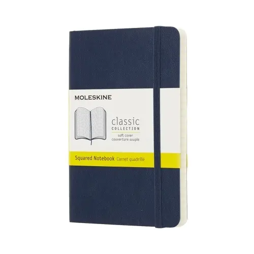 Notesbog Moleskine large blå m/240 blanke ark hard cover