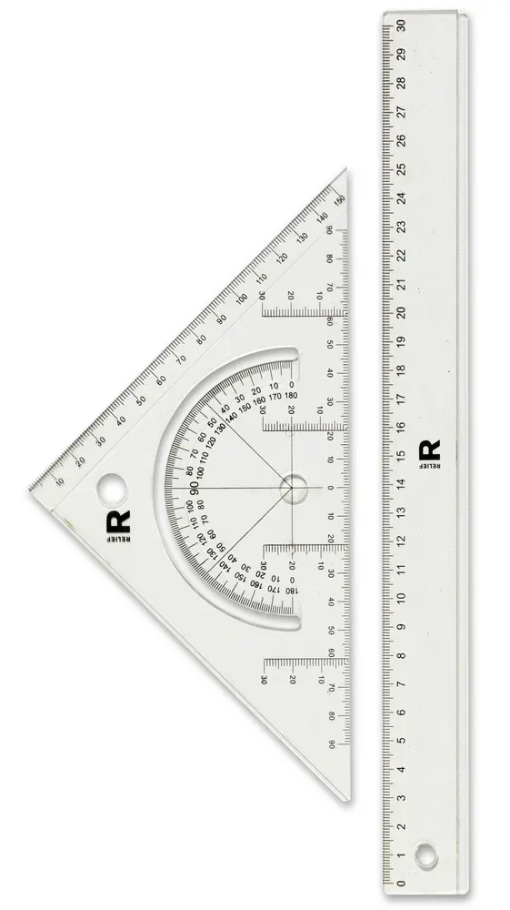 Lineal Relief sæt stor trekant + lineal