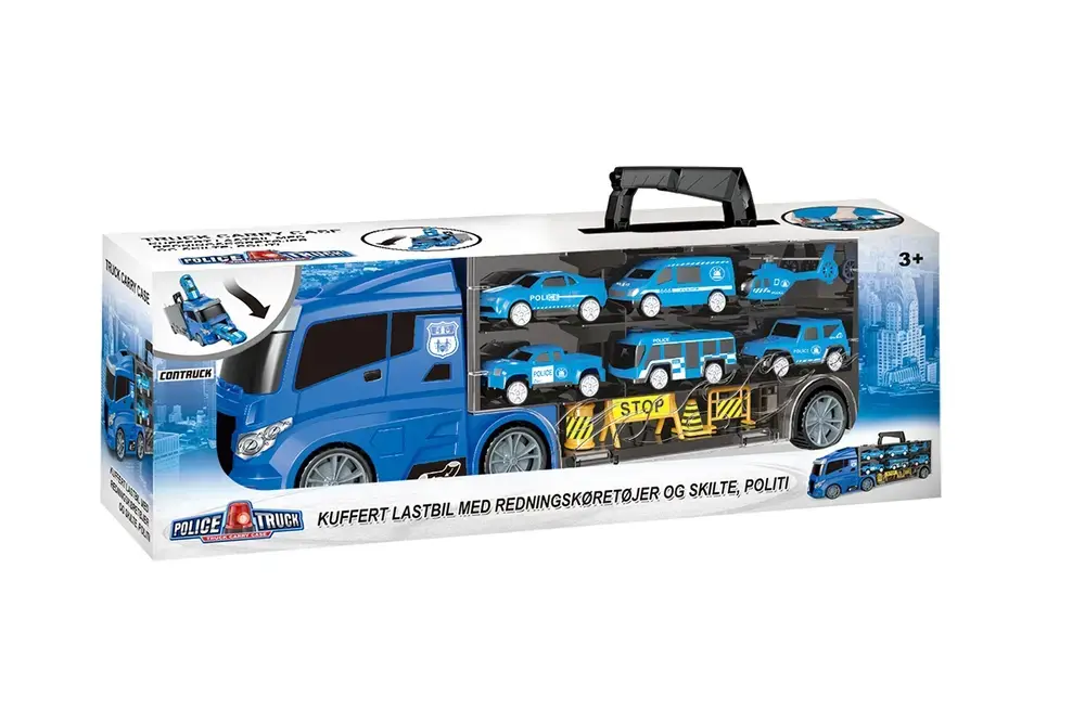 Lastbil m/redningskøretøjer og skilte, politi 1:24