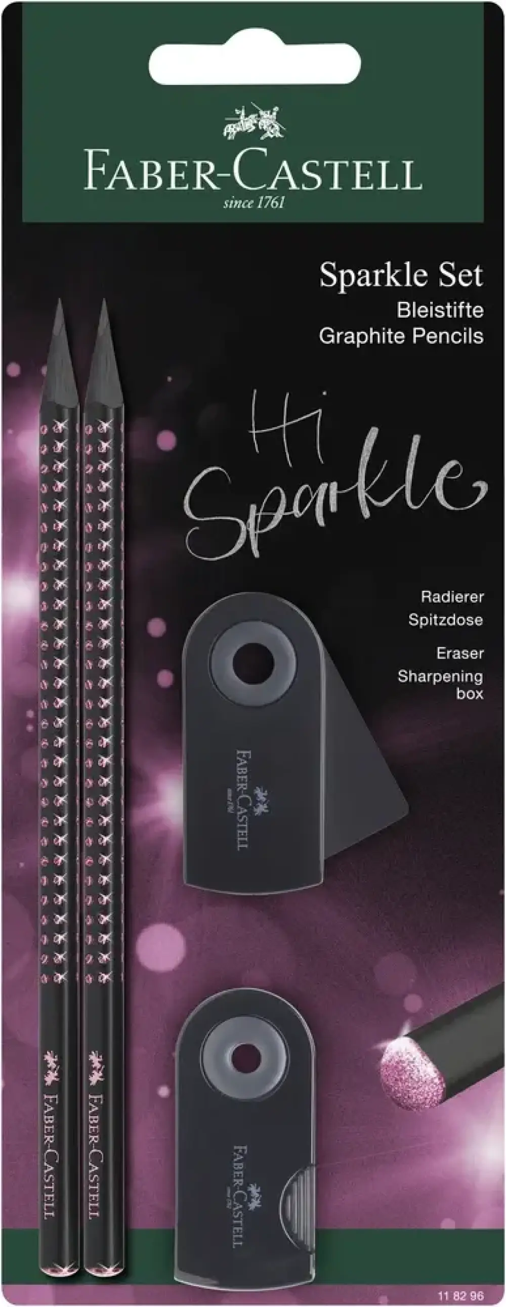 Blistersæt Faber-Castell Sparkle Sort M/Pink Glitter