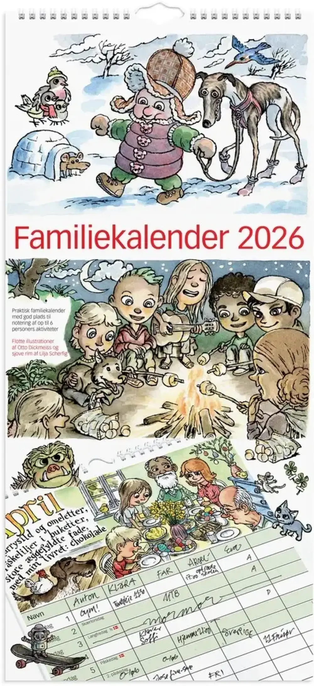 Familiekalender 2026 otto dickmeiss m/illu 6 kol