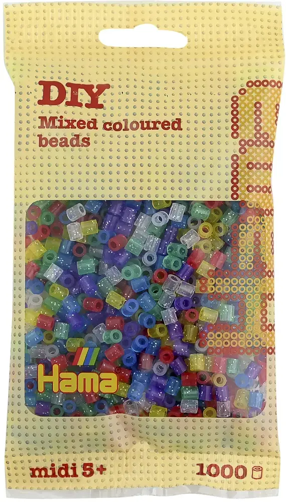 Hama midi perler 1000 stk glitter mix 54