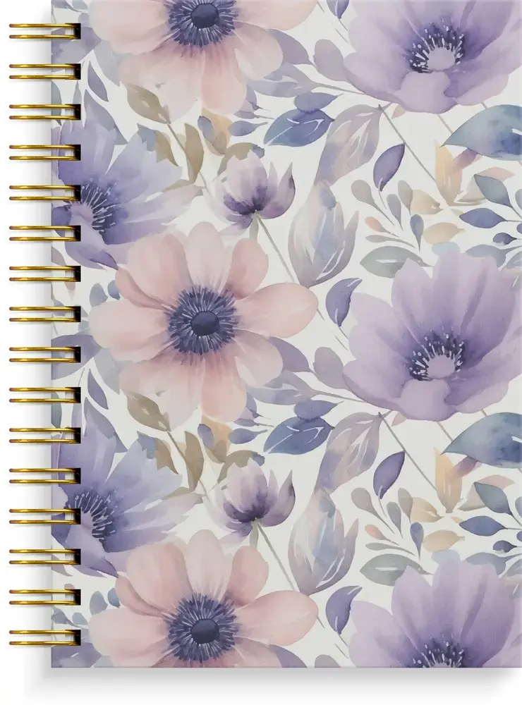 Notesbog A5 lilac flowers KARTON 150 linjeret sider 