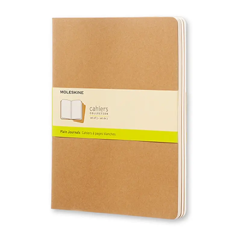 Notesbog Moleskine xl cahiers kraft 3 stk m/120 blanke ark