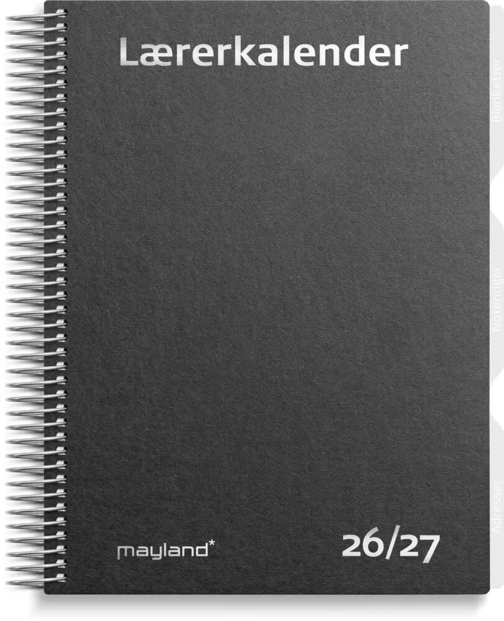 Mayland Lærerkalender 26/27 A5 uge højformat sort karton 