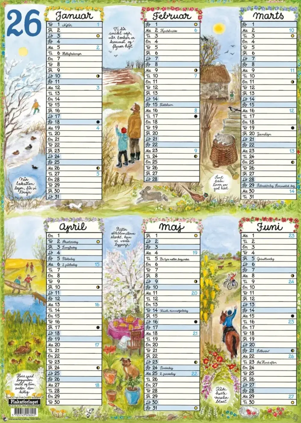 Overblikskalender A4 2026 Karton