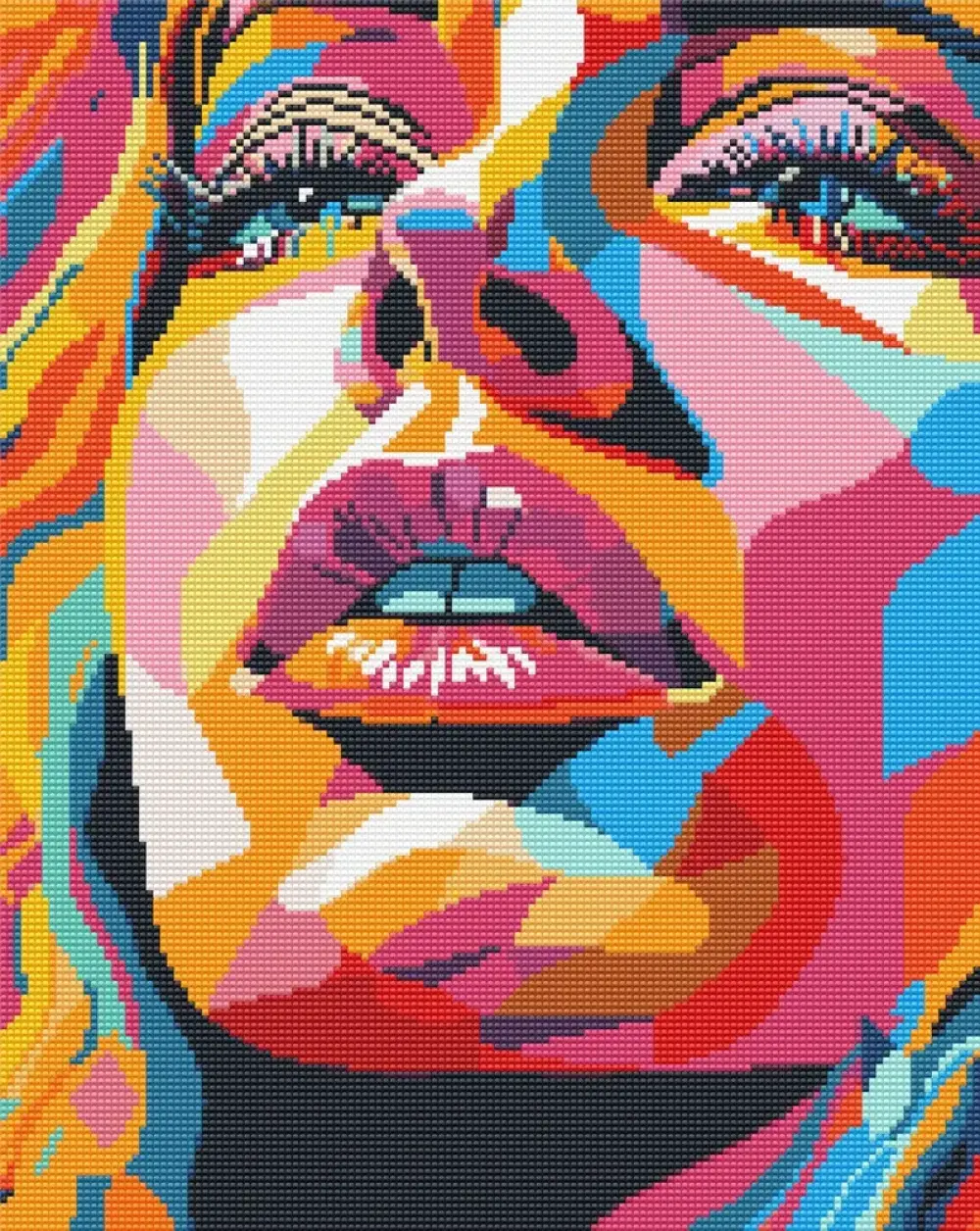 Diamond art ansigt farverig 40 x 50 cm