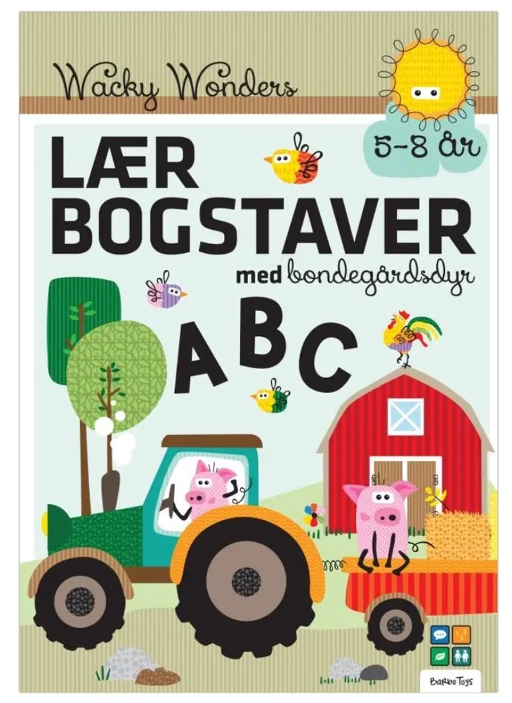 Aktivitetsbog Lær Bogstaver med Wacky Wonders  Bondegårdsdyr - ABC