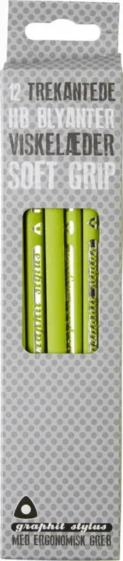 Blyant Graphit Stylus soft grip sort 12 stk