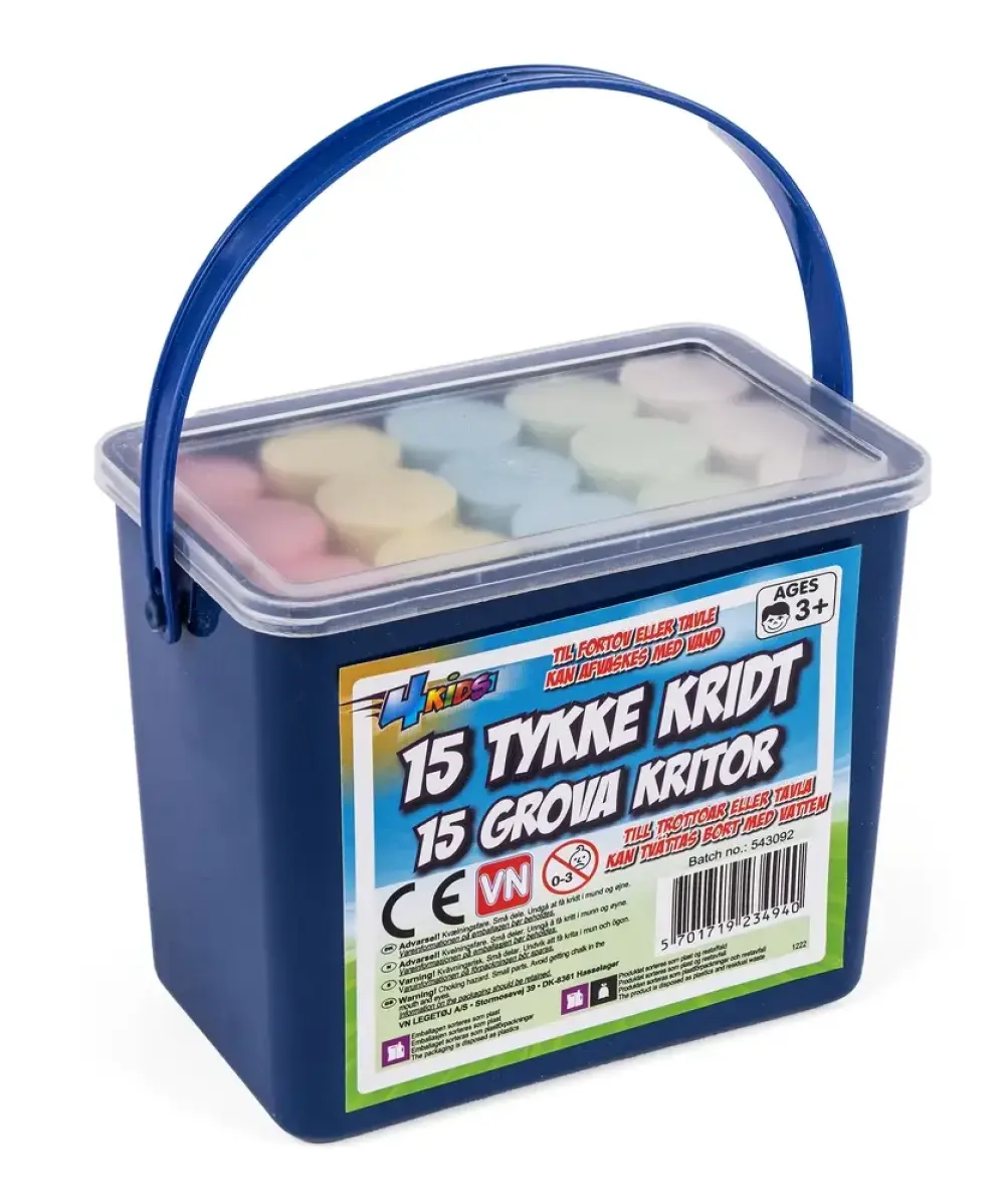 Gadekridt, farvet i spand 15 stk