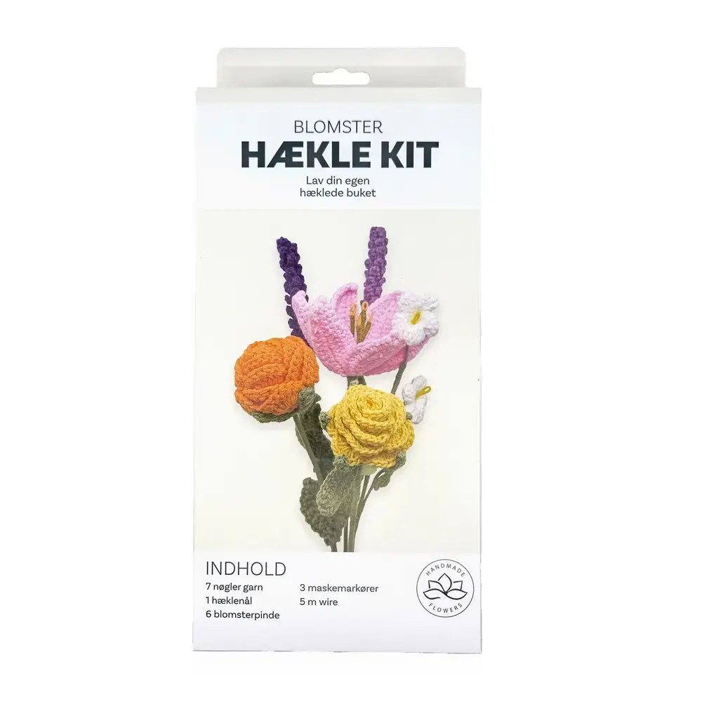 Hækle kit klare farver 6 stk. gul, lilla, orange, rød, grøn