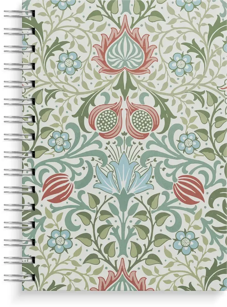 Notesbog A5 blue/green flowers KARTON 150 linjeret sider