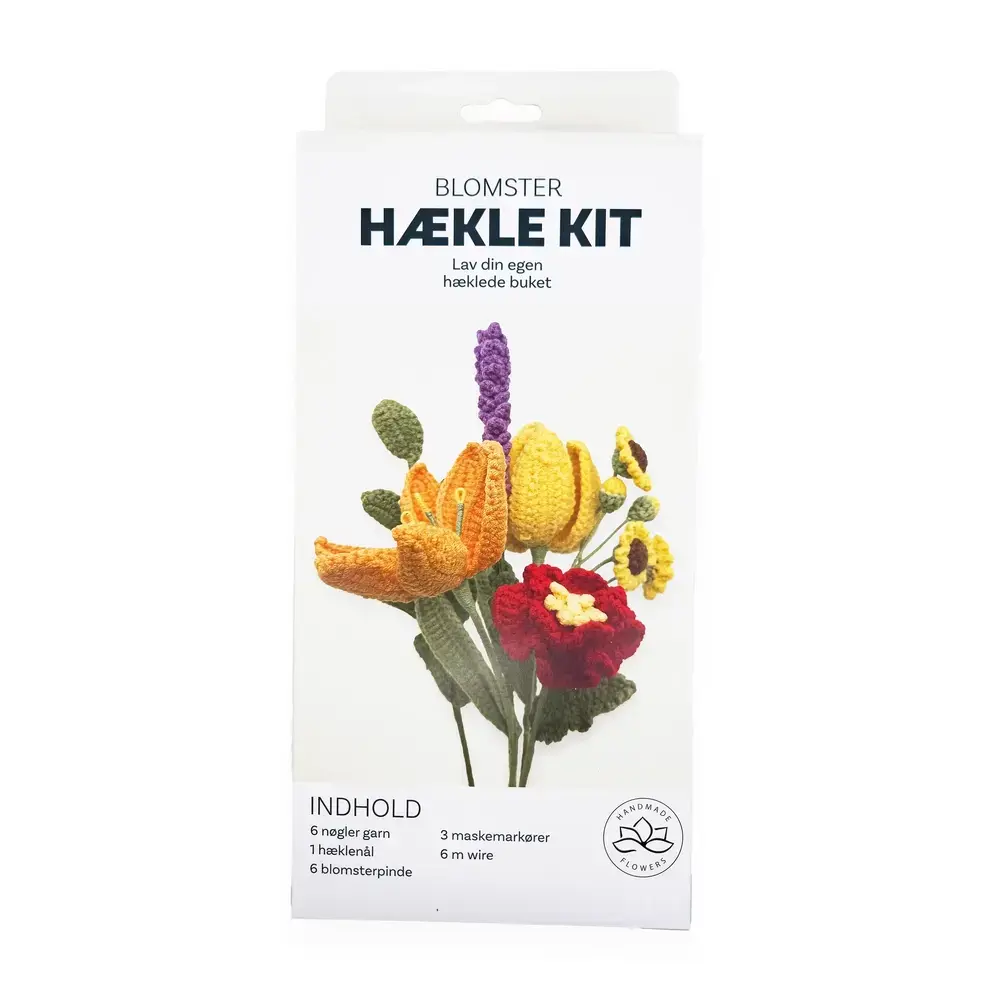 Hækle kit klare farver 6 stk. orange, gul, lilla, pink, hvid