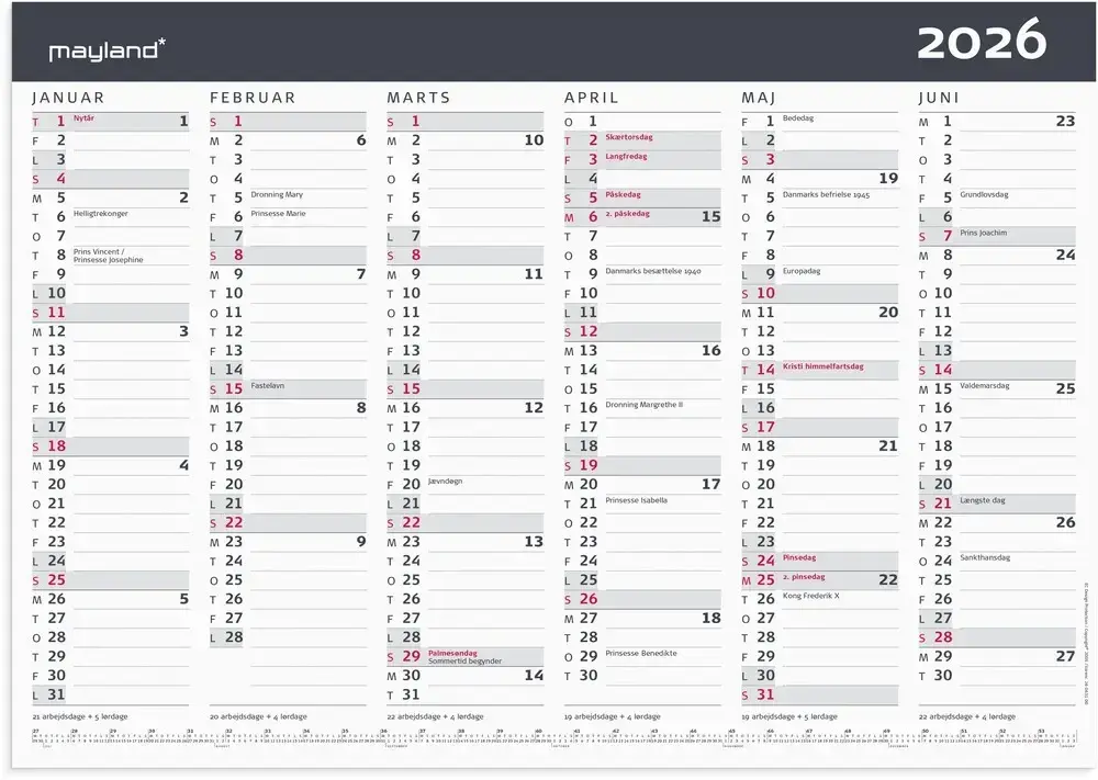 Kontorkalender 2026 moderne a3