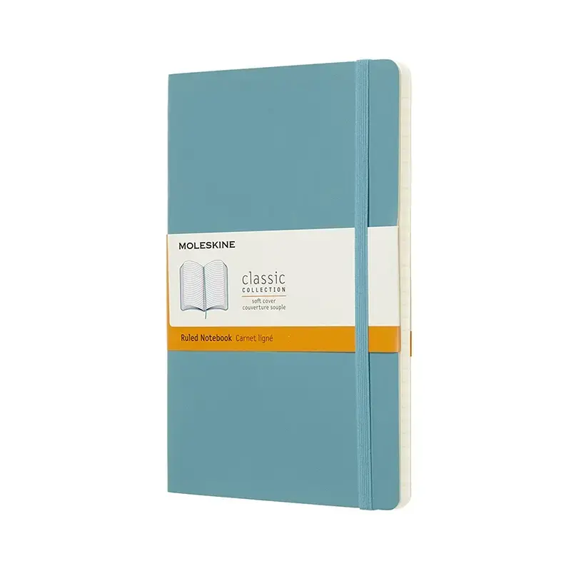 Notesbog Moleskine large lysblå m/192 linjer soft