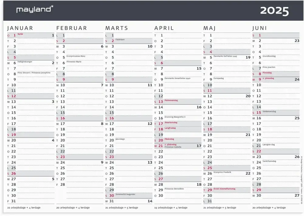 Mayland Kontorkalender 2025 moderne A4