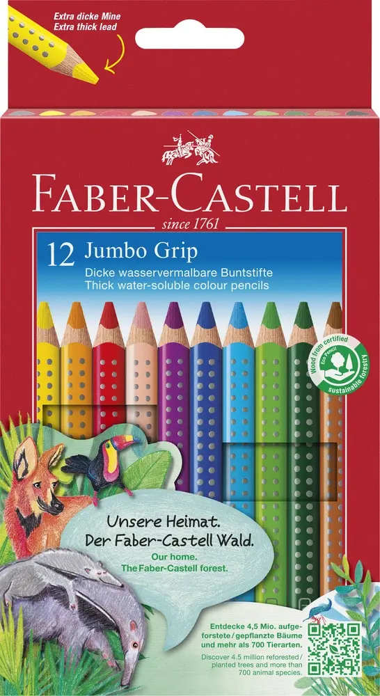 Farveblyant grip jumbo Faber-Castell 12