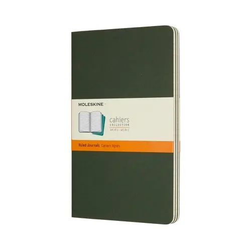 Notesbog Moleskine l cahiers grøn 3 stk m/80 linjerede ark