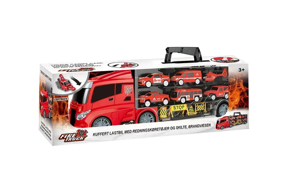 Lastbil m/redningskøretøjer og skilte, brand 1:24