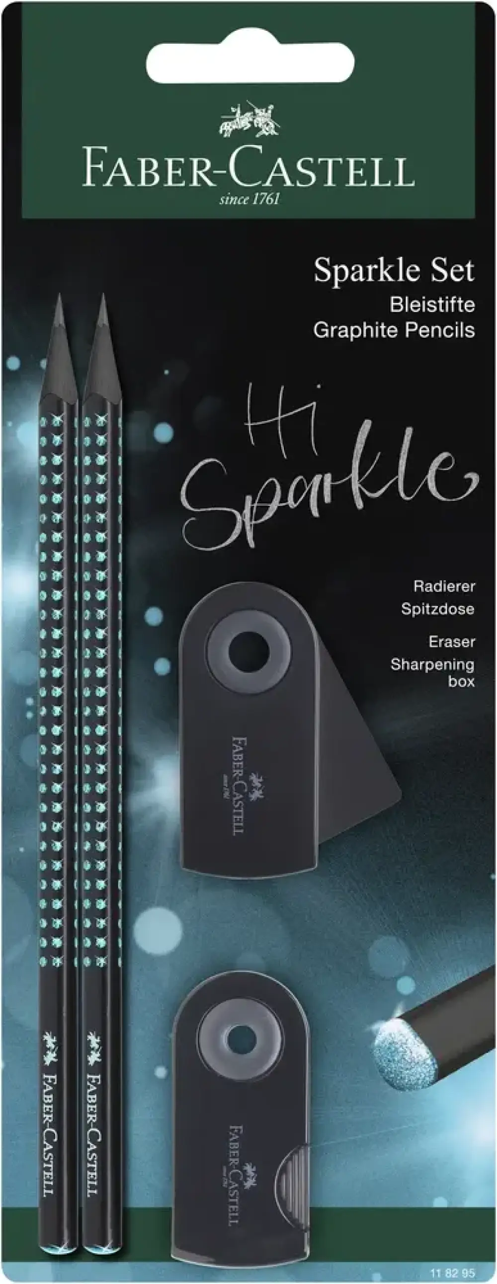Blistersæt Faber-Castell Sparkle Sort M/Blå Glitter